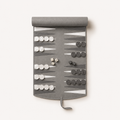 Backgammon Le Voyage Gris – Coffret en cuir souple façon roulotte