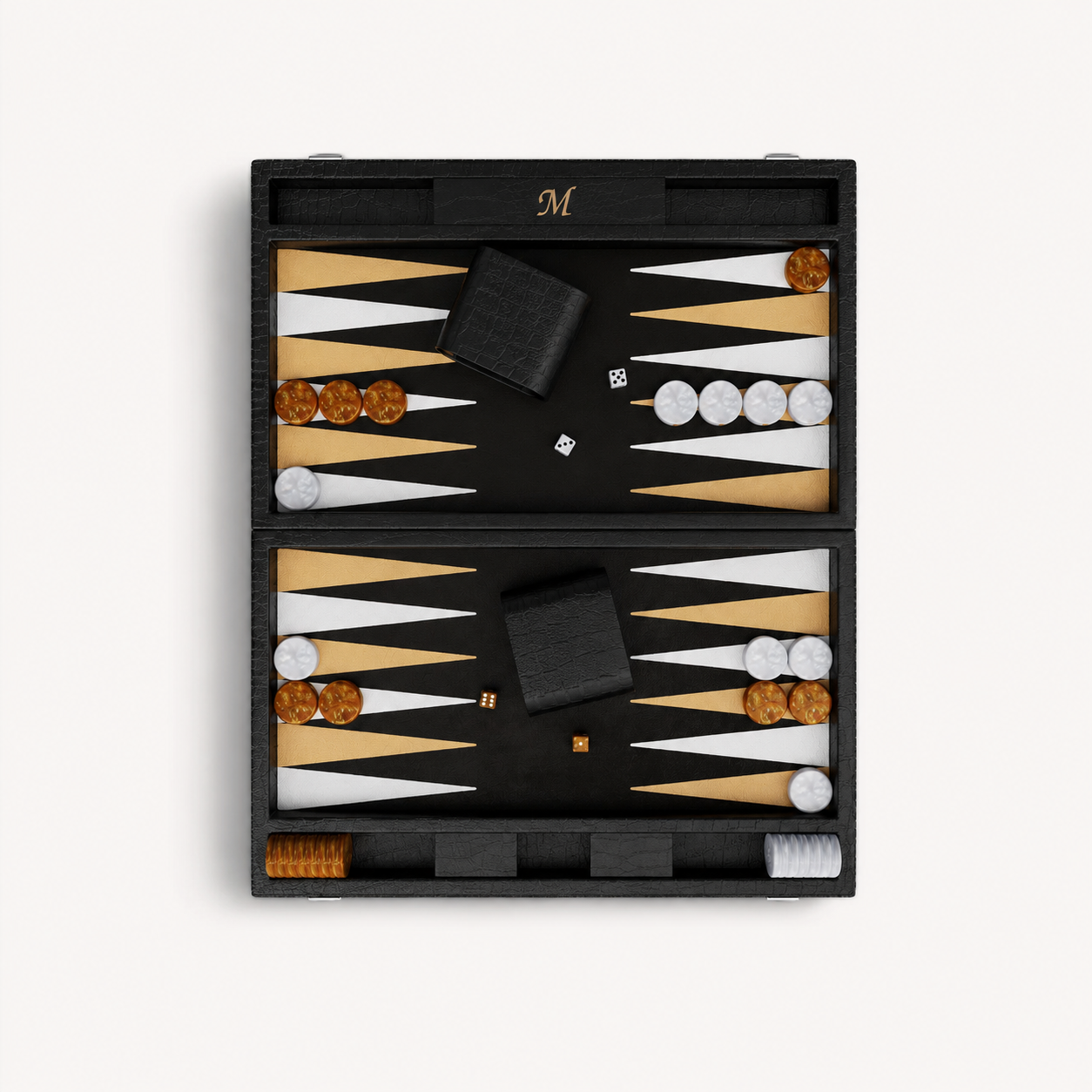 Backgammon Le Signature noir, coffret ouvert vu de dessus