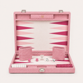 Backgammon Le Signature rose, coffret ouvert de face