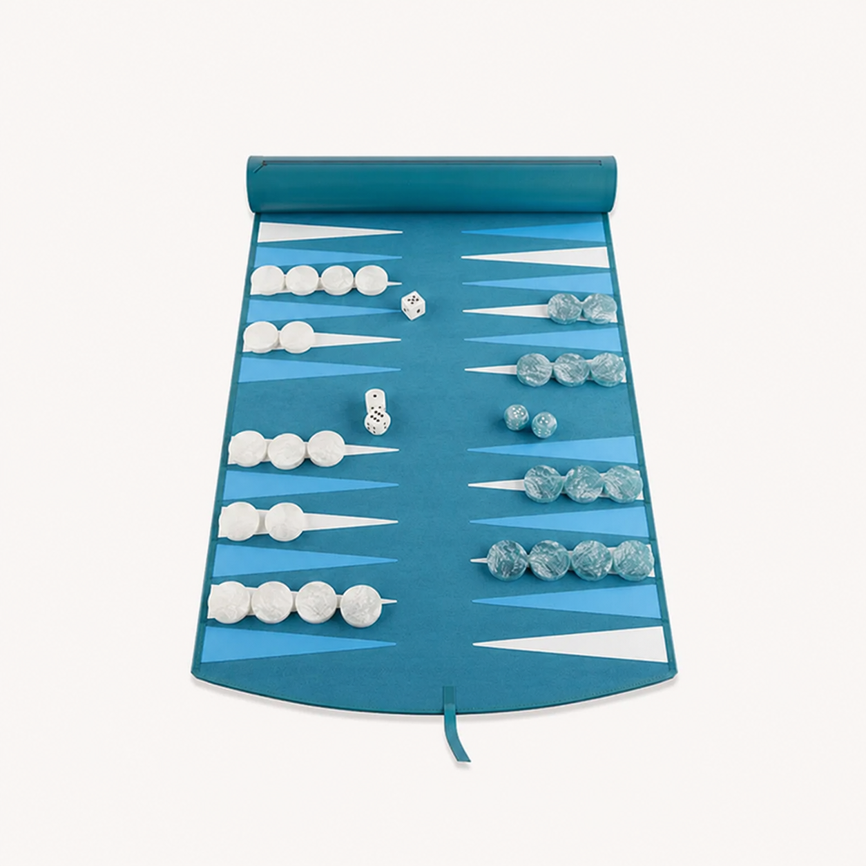Backgammon Le Voyage bleu, vue de dessus déroulé